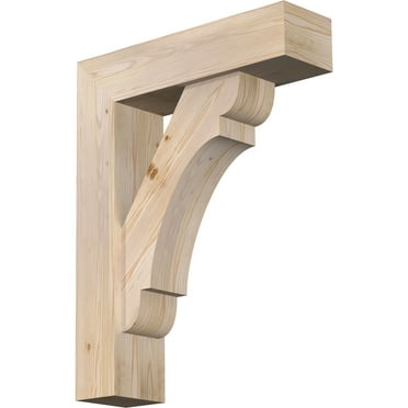 Ekena Millwork 7 1/2"W x 28"D x 36"H Olympic Block Smooth Bracket w/ Offset Brace, Douglas Fir