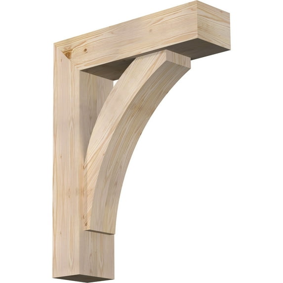 Ekena Millwork 7 1/2"W x 28"D x 36"H Thorton Block Smooth Bracket w/ Offset Brace, Douglas Fir