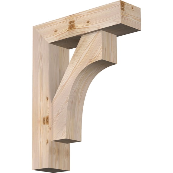 Ekena Millwork 7 1/2"W x 28"D x 36"H Westlake Block Smooth Bracket w/ Offset Brace, Douglas Fir