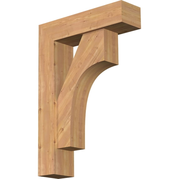 Ekena Millwork 7 1/2"W x 28"D x 40"H Westlake Block Smooth Bracket w/ Offset Brace, Western Red Cedar