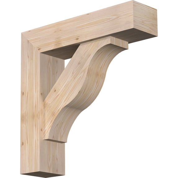 Ekena Millwork 7 1/2"W x 30"D x 30"H Funston Block Smooth Bracket w/ Offset Brace, Douglas Fir