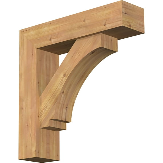 Ekena Millwork 7 1/2"W x 30"D x 30"H Imperial Block Smooth Bracket w/ Offset Brace, Western Red Cedar