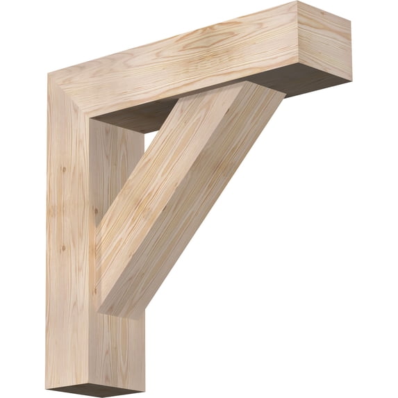 Ekena Millwork 7 1/2"W x 30"D x 30"H Traditional Block Smooth Bracket w/ Offset Brace, Douglas Fir