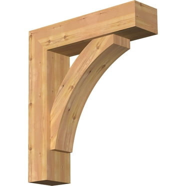 Ekena Millwork 7 1/2"W x 30"D x 34"H Thorton Block Smooth Bracket w/ Offset Brace, Western Red Cedar