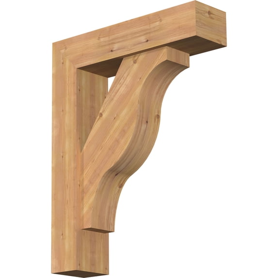 Ekena Millwork 7 1/2"W x 30"D x 38"H Funston Block Smooth Bracket w/ Offset Brace, Western Red Cedar