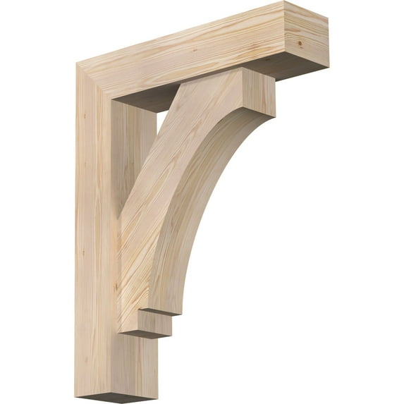 Ekena Millwork 7 1/2"W x 30"D x 38"H Imperial Block Smooth Bracket w/ Offset Brace, Douglas Fir