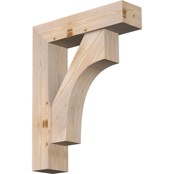 Ekena Millwork 7 1/2"W x 30"D x 38"H Westlake Block Smooth Bracket w/ Offset Brace, Douglas Fir