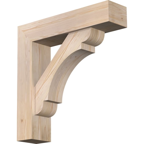Ekena Millwork 7 1/2"W x 32"D x 32"H Olympic Block Smooth Bracket w/ Offset Brace, Douglas Fir