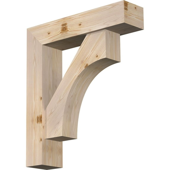 Ekena Millwork 7 1/2"W x 32"D x 36"H Westlake Block Smooth Bracket w/ Offset Brace, Douglas Fir