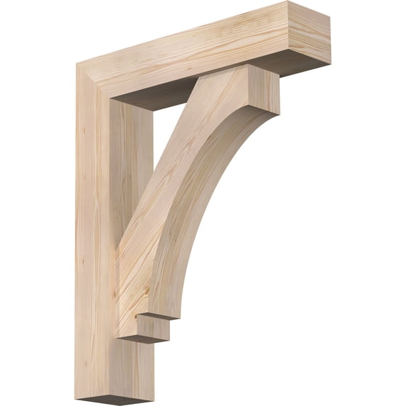 Ekena Millwork 7 1/2"W x 32"D x 40"H Imperial Block Smooth Bracket w/ Offset Brace, Douglas Fir