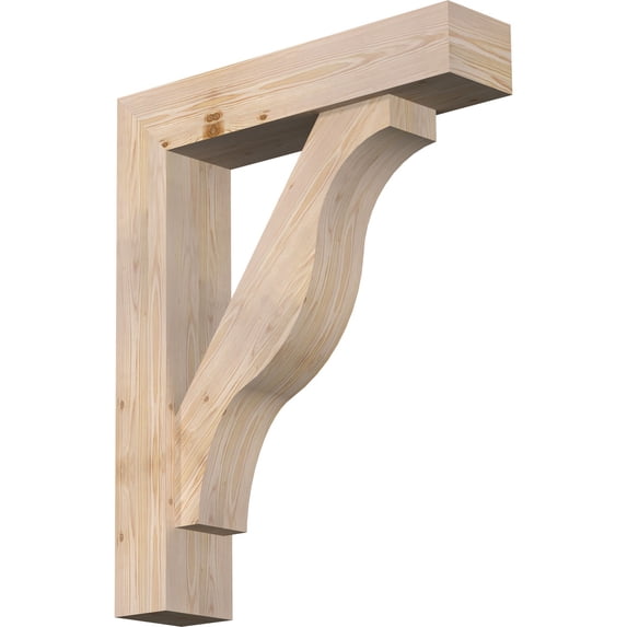 Ekena Millwork 7 1/2"W x 34"D x 42"H Funston Block Smooth Bracket w/ Offset Brace, Douglas Fir