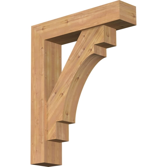 Ekena Millwork 7 1/2"W x 34"D x 42"H Merced Block Smooth Bracket w/ Offset Brace, Western Red Cedar