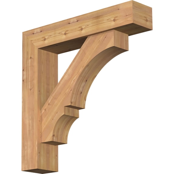 Ekena Millwork 7 1/2"W x 36"D x 36"H Balboa Block Smooth Bracket w/ Offset Brace, Western Red Cedar