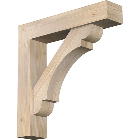 Ekena Millwork 7 1/2"W x 36"D x 36"H Olympic Block Smooth Bracket w/ Offset Brace, Douglas Fir