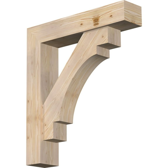 Ekena Millwork 7 1/2"W x 36"D x 40"H Merced Block Smooth Bracket w/ Offset Brace, Douglas Fir