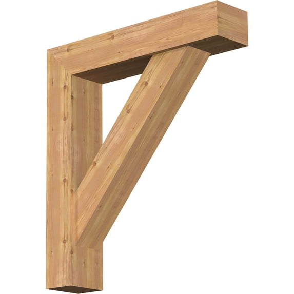 Ekena Millwork 7 1/2"W x 36"D x 40"H Traditional Block Smooth Bracket w/ Offset Brace, Western Red Cedar