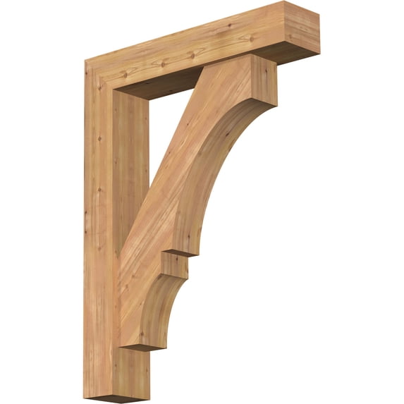 Ekena Millwork 7 1/2"W x 36"D x 48"H Balboa Block Smooth Bracket w/ Offset Brace, Western Red Cedar