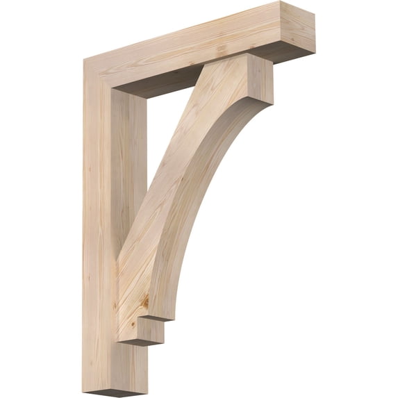 Ekena Millwork 7 1/2"W x 36"D x 48"H Imperial Block Smooth Bracket w/ Offset Brace, Douglas Fir