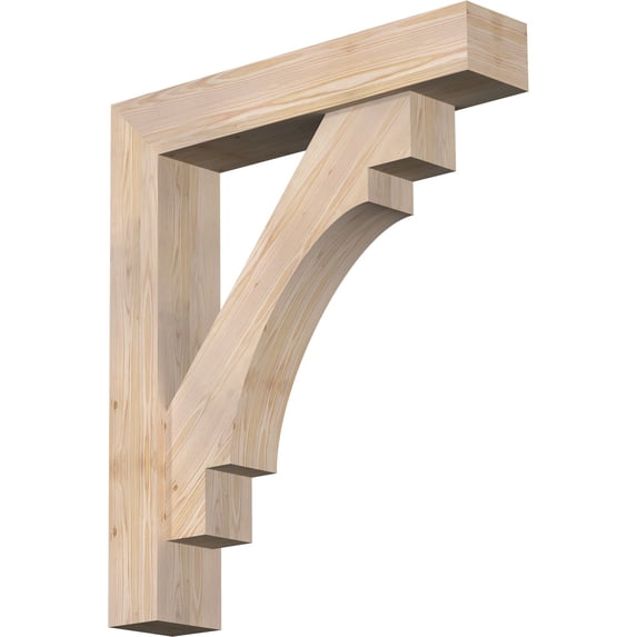 Ekena Millwork 7 1/2"W x 38"D x 44"H Merced Block Smooth Bracket w/ Offset Brace, Douglas Fir