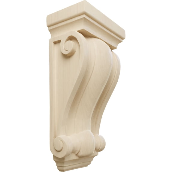 Ekena Millwork 7 1/2"W x 4 1/2"D x 14"H Cole Pilaster Wood Corbel, Rubberwood