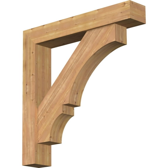 Ekena Millwork 7 1/2"W x 44"D x 44"H Balboa Block Smooth Bracket w/ Offset Brace, Western Red Cedar