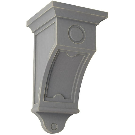 Ekena Millwork 7 1/2"W x 7 1/2"D x 14"H Arts and Crafts Wood Vintage Decor Corbel, Pebble Grey