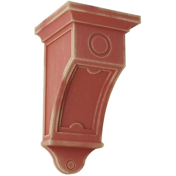 Ekena Millwork 7 1/2"W x 7 1/2"D x 14"H Arts and Crafts Wood Vintage Decor Corbel, Salvage Red