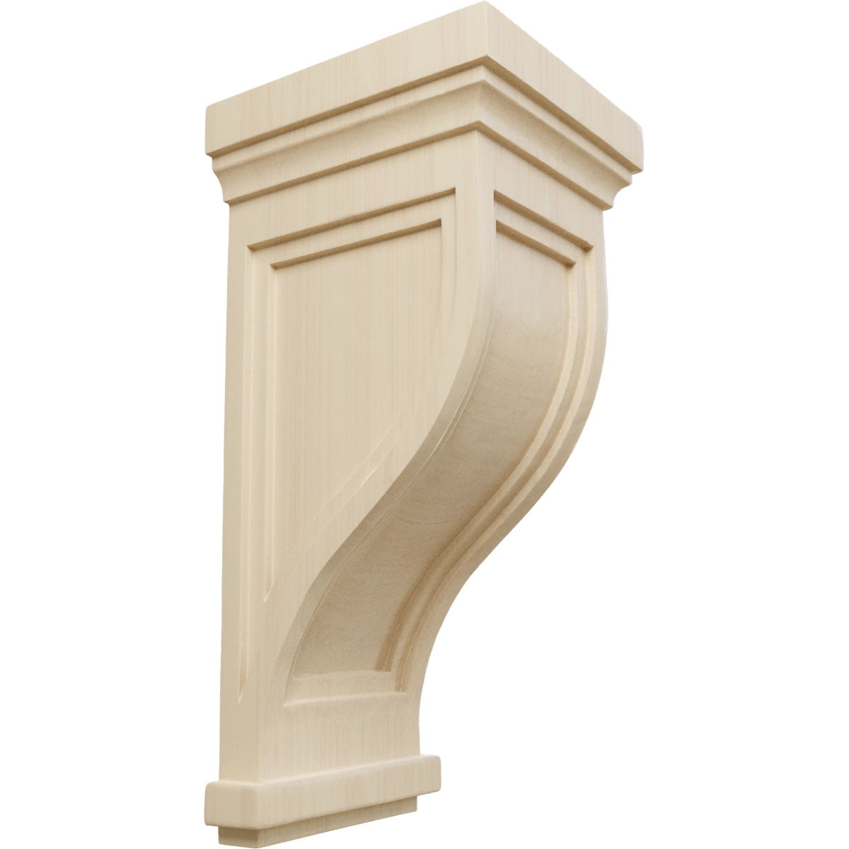 17" Tall Unfinished Rubberwood Traditional Recessed Corbel