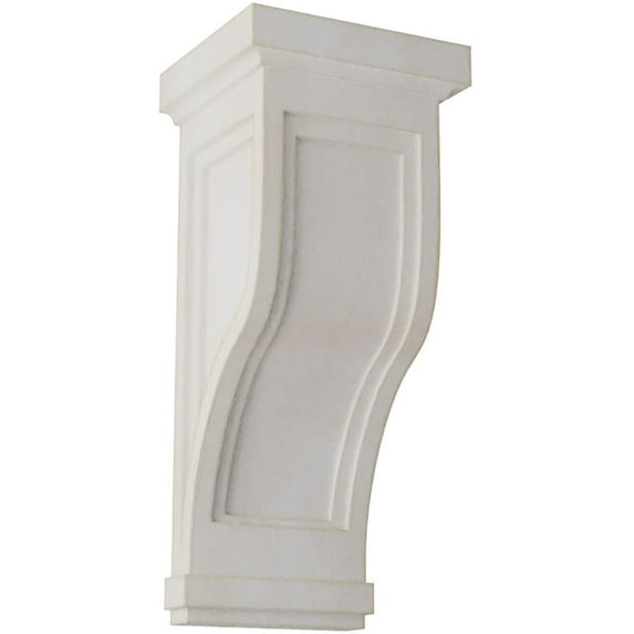 Ekena Millwork 7 1/2"W x 8"D x 17"H Traditional Recessed Wood Vintage Decor Corbel, Chalk Dust White