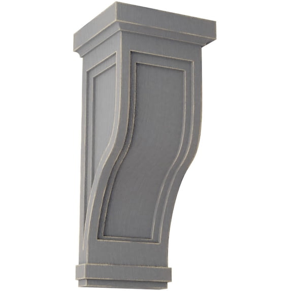 Ekena Millwork 7 1/2"W x 8"D x 17"H Traditional Recessed Wood Vintage Decor Corbel, Pebble Grey
