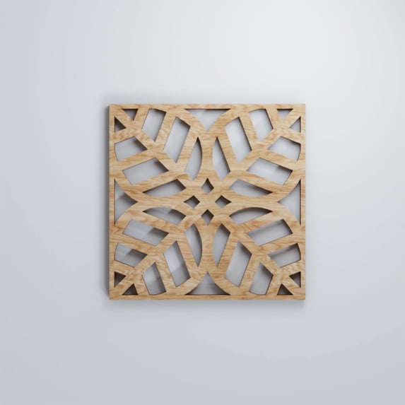 Ekena Millwork 7 3/8"W x 7 3/8"H x 3/8"T Extra Small Garland Decorative Fretwork Wood Wall Panels, Red Oak