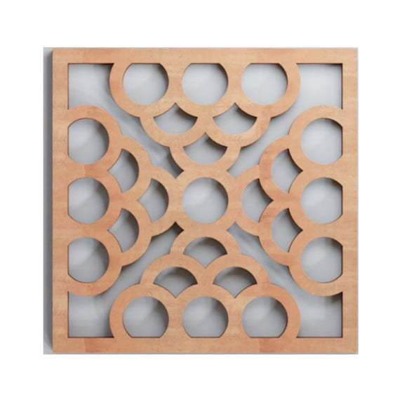 Ekena Millwork 7 3/8"W x 7 3/8"H x 3/8"T Extra Small Harlingen Decorative Fretwork Wood Wall Panels, Cherry