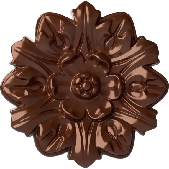 Ekena Millwork 7 5/8"OD x 1"P Emery Leaf Ceiling Medallion, Hand-Painted Copper Penny