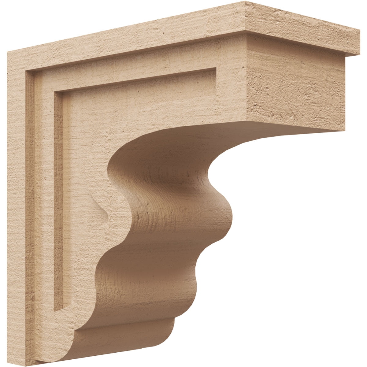7"W x 14"D x 14"H Classic Highland Rough Cedar Woodgrain TimberThane Corbel, Primed Tan