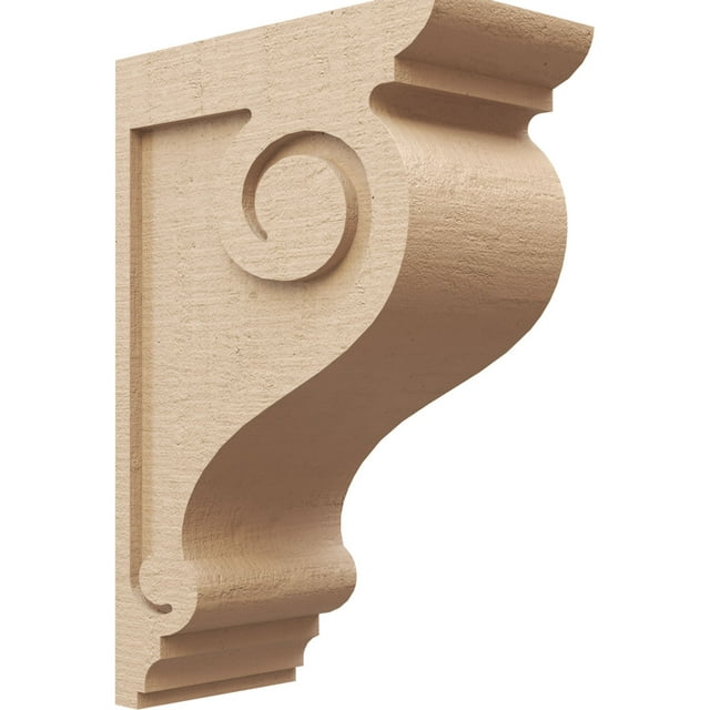 7"W x 14"D x 21"H Classic Scroll Rough Cedar Woodgrain TimberThane Corbel, Primed Tan