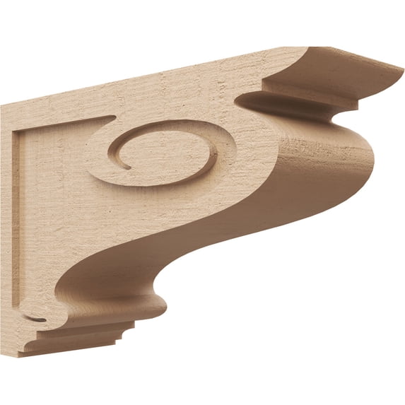 7"W x 21"D x 14"H Classic Scroll Rough Cedar Woodgrain TimberThane Corbel, Primed Tan