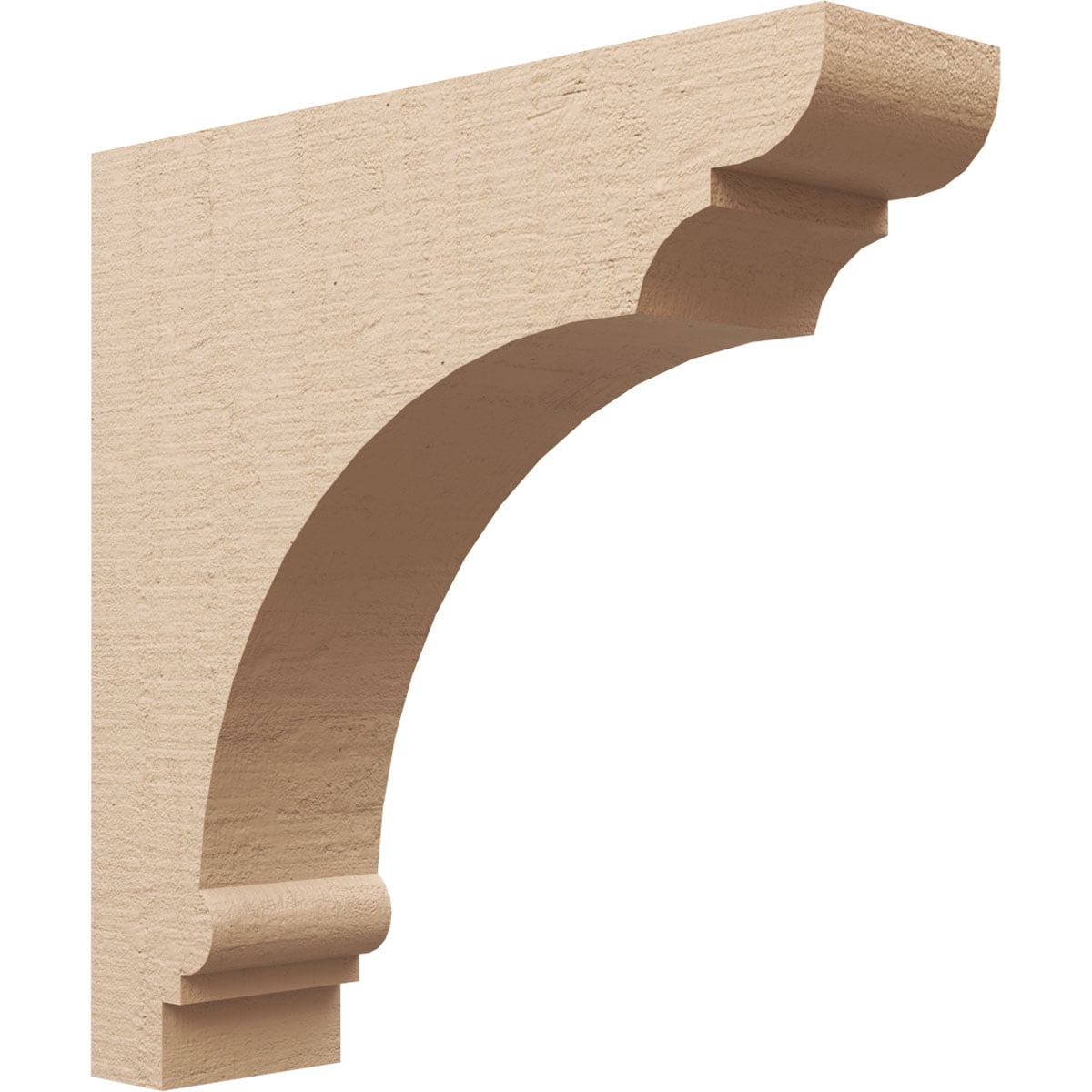 7"W x 28"D x 28"H Thin Hughes Rough Cedar Woodgrain TimberThane Corbel, Primed Tan