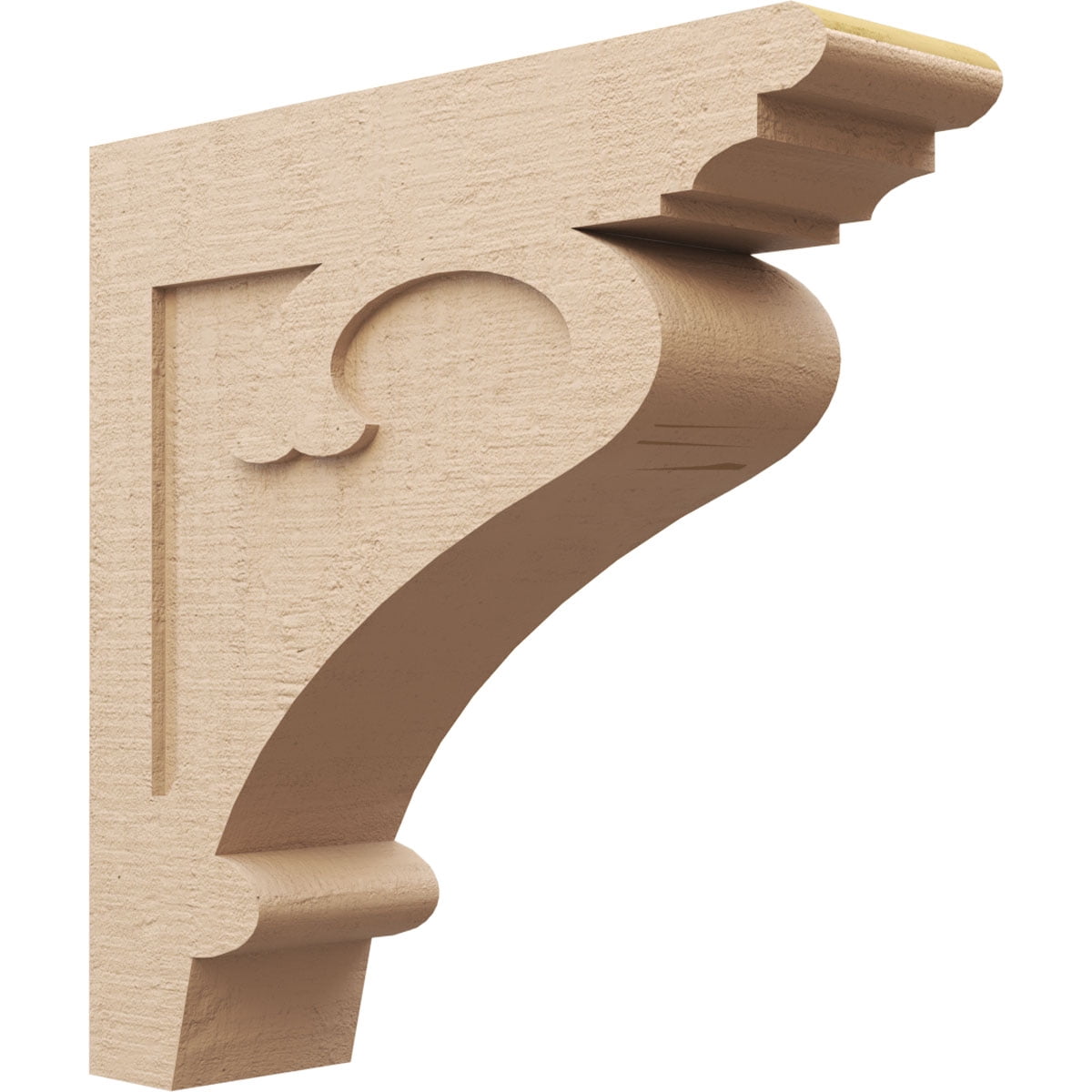 7"W x 28"D x 28"H Thin Mayflower Rough Cedar Woodgrain TimberThane Corbel, Primed Tan