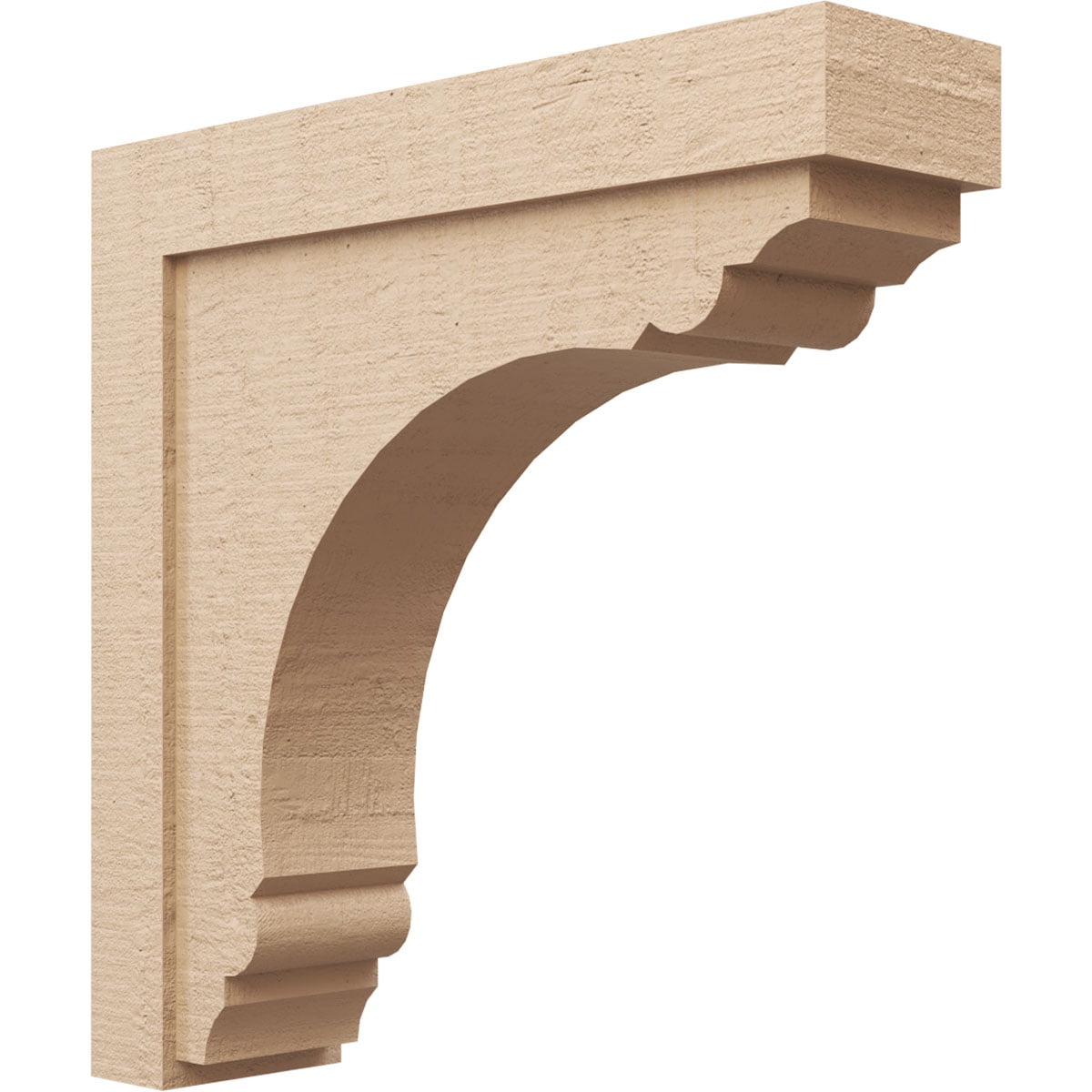 7"W x 28"D x 28"H Thin Warren Rough Cedar Woodgrain TimberThane Corbel, Primed Tan