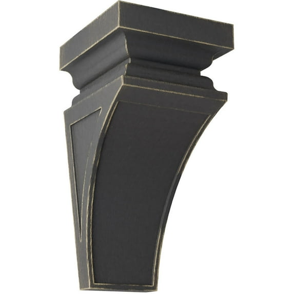 Ekena Millwork 7"W x 7 3/4"D x 14"H Jumbo Nevio Wood Vintage Decor Corbel, Black