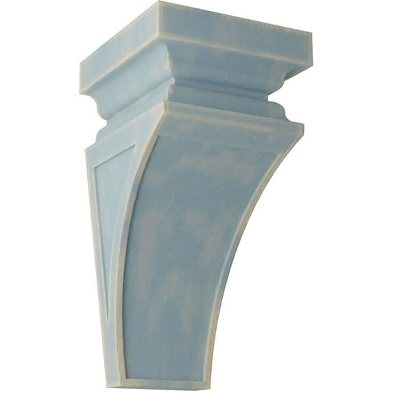 Ekena Millwork 7"W x 7 3/4"D x 14"H Jumbo Nevio Wood Vintage Decor Corbel, Driftwood Blue