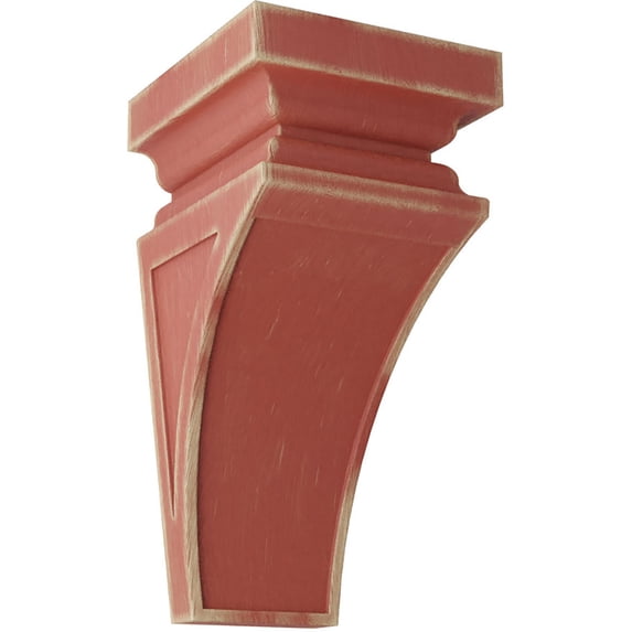 Ekena Millwork 7"W x 7 3/4"D x 14"H Jumbo Nevio Wood Vintage Decor Corbel, Salvage Red