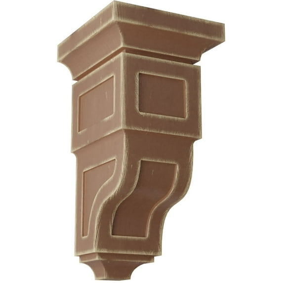 Ekena Millwork 7"W x 7 3/4"D x 14"H Jumbo Reyes Wood Vintage Decor Corbel, Weathered Brown