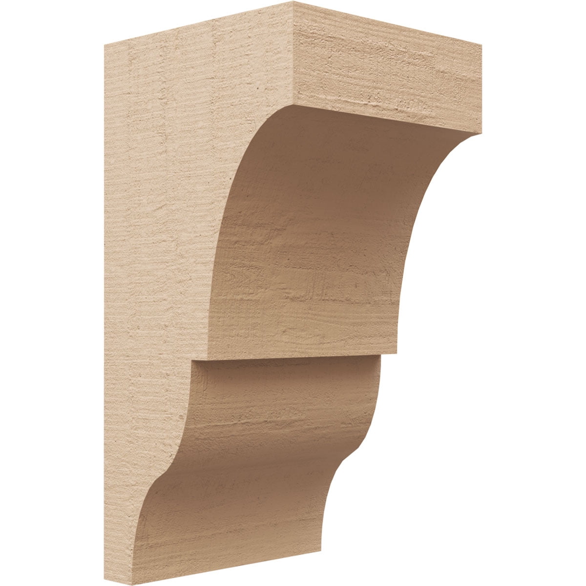7"W x 7"D x 14"H Wide Asheboro Rough Cedar Woodgrain TimberThane Corbel, Primed Tan