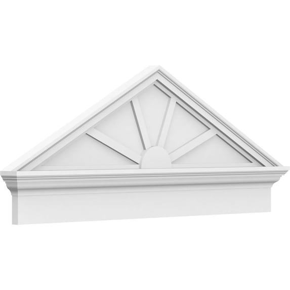 Ekena Millwork 72"W x 24-7/8"H x 2-3/4"P (Pitch 6/12) Peaked Cap 4 Spoke Architectural Grade PVC Combination Pediment