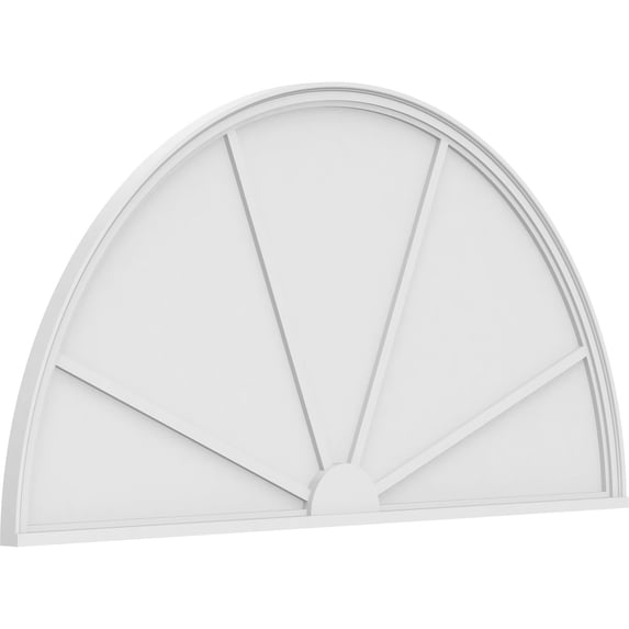 Ekena Millwork 74"W x 37"H x 2"P Half Round 4 Spoke Architectural Grade PVC Pediment