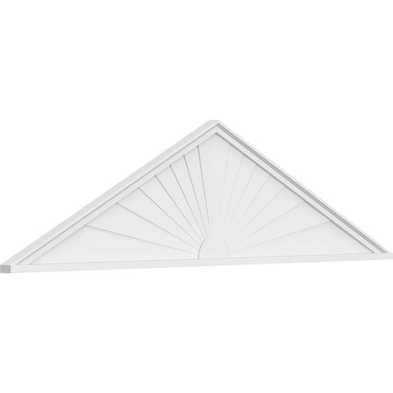 Ekena Millwork 76"W x 20"H x 2"P (Pitch 6/12) Peaked Cap Sunburst Architectural Grade PVC Pediment