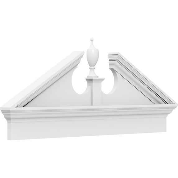 Ekena Millwork 76"W x 25-7/8"H x 2-3/4"P (Pitch 6/12) Acorn Architectural Grade PVC Combination Pediment (Acorn Ships Unattached in Box)