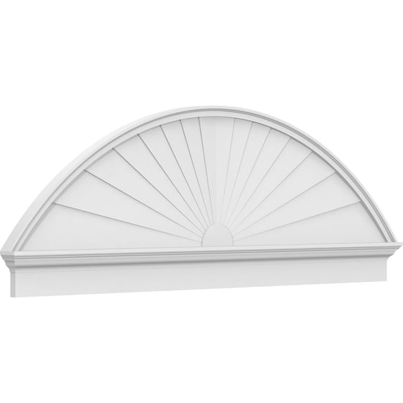 Ekena Millwork 76"W x 25-7/8"H x 2-3/4"P Segment Arch Sunburst Architectural Grade PVC Combination Pediment