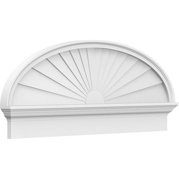 Ekena Millwork 78"W x 26-3/8"H x 2-3/4"P Elliptical Sunburst Architectural Grade PVC Combination Pediment